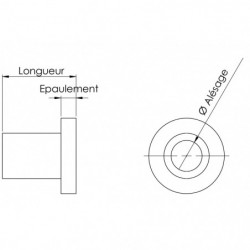 Entretoise épaulée - 39 x 24 épaul. 8mm - Ø ext. 40mm plan