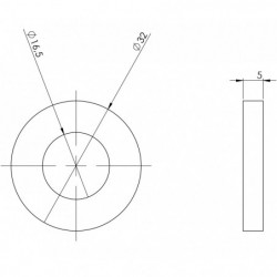 Rondelle de calage 32 x 16,5 ép 5mm plan