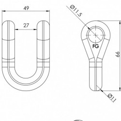 Manille droite 700 - 11M plan