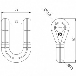 Manille droite 710 - 14M plan