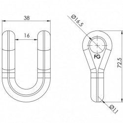 Manille droite 712 - 16C plan