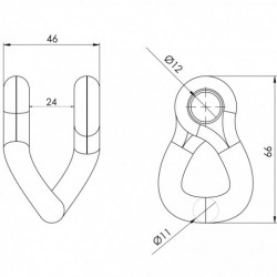 Manille torse 721 - 11MT, écart. 46mm plan