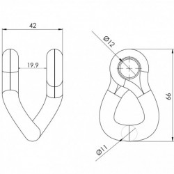 Manille torse 728 - 11MT, écart. 42mm plan