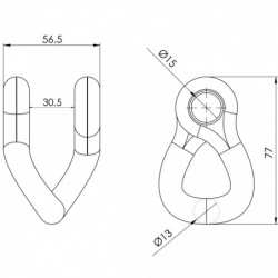 Manille torse 737 - 14MT, écart 56mm plan